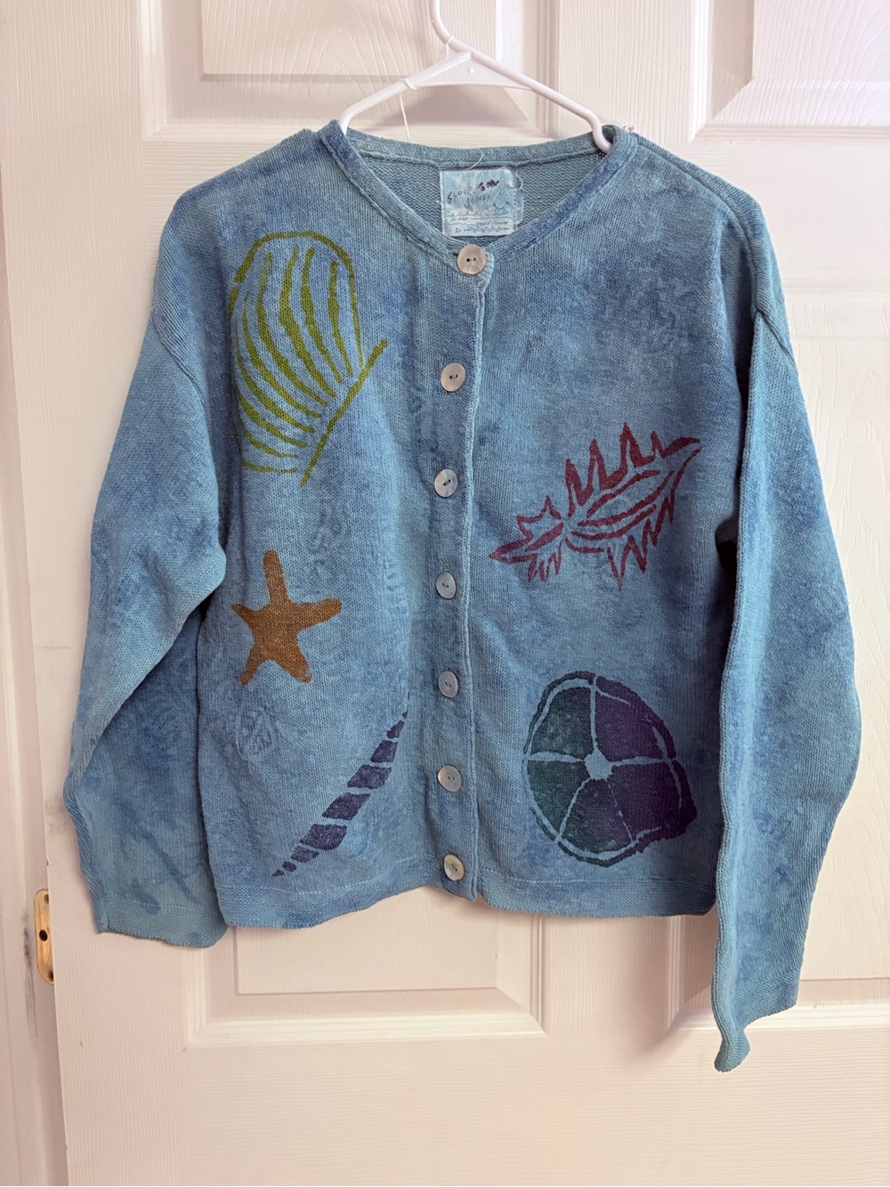Women's Sea Motif sloop jones  Button-Front Cardigan - Light Blue